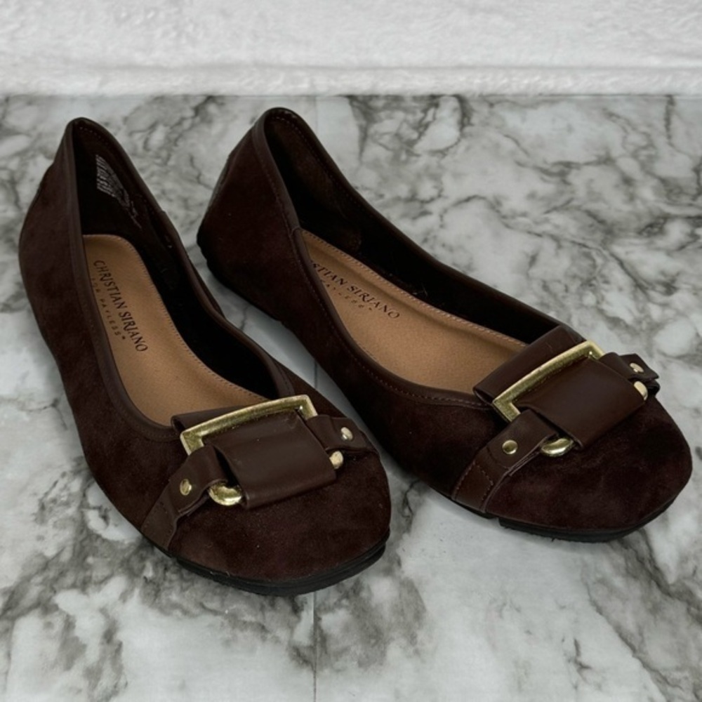 Christian Siriano for Payless Daphne Brown Faux Leather Buckle Flats- Sz 6